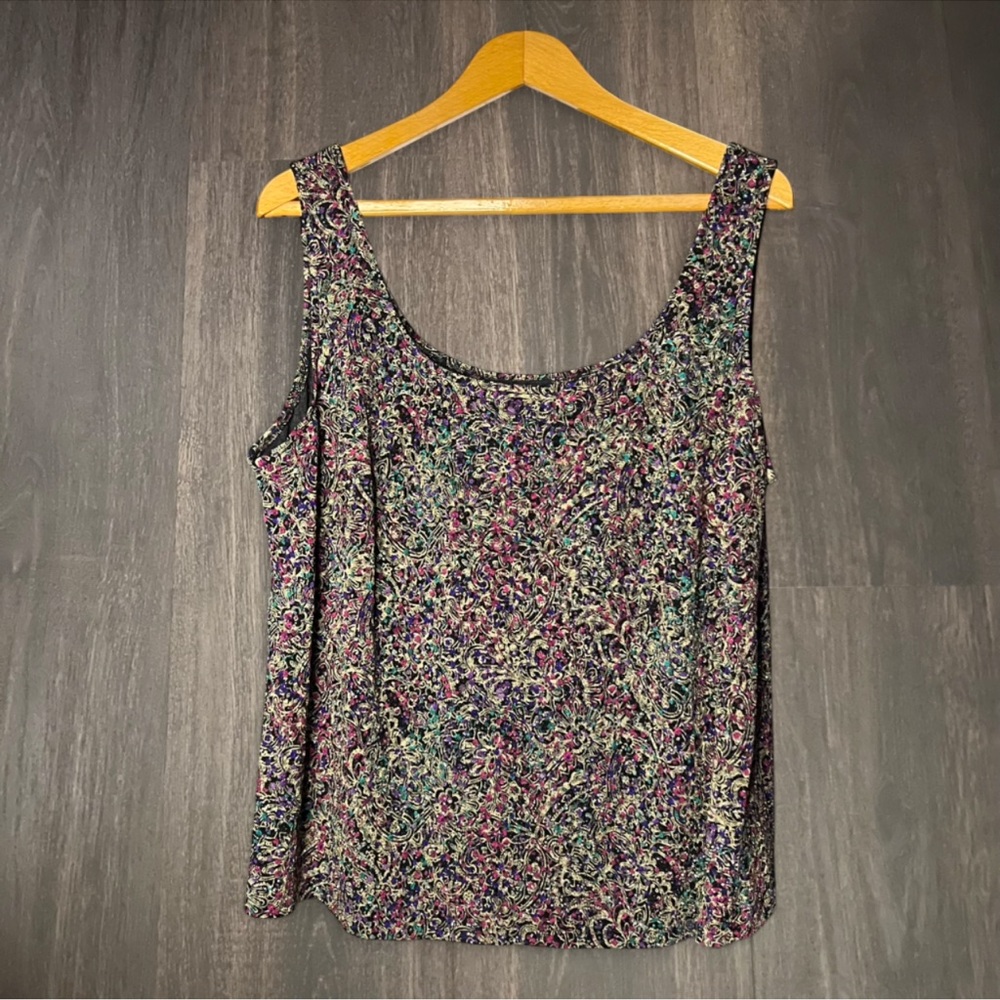 Alex Evenings Glitter Paisley Tank Top 2X Vintage Style